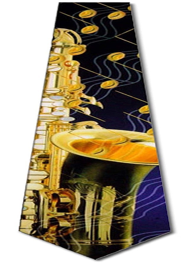 Three Rooker Saxophone and Music Notes Tie Mens Neckties - Image 4